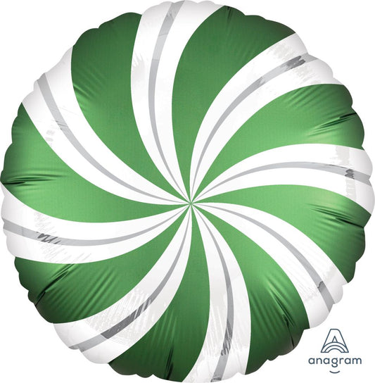 18" Satin Infused Emerald Candy Swirls Balloon