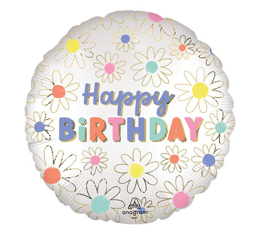 18"PKG SATIN HAPPY BIRTHDAY DAISY