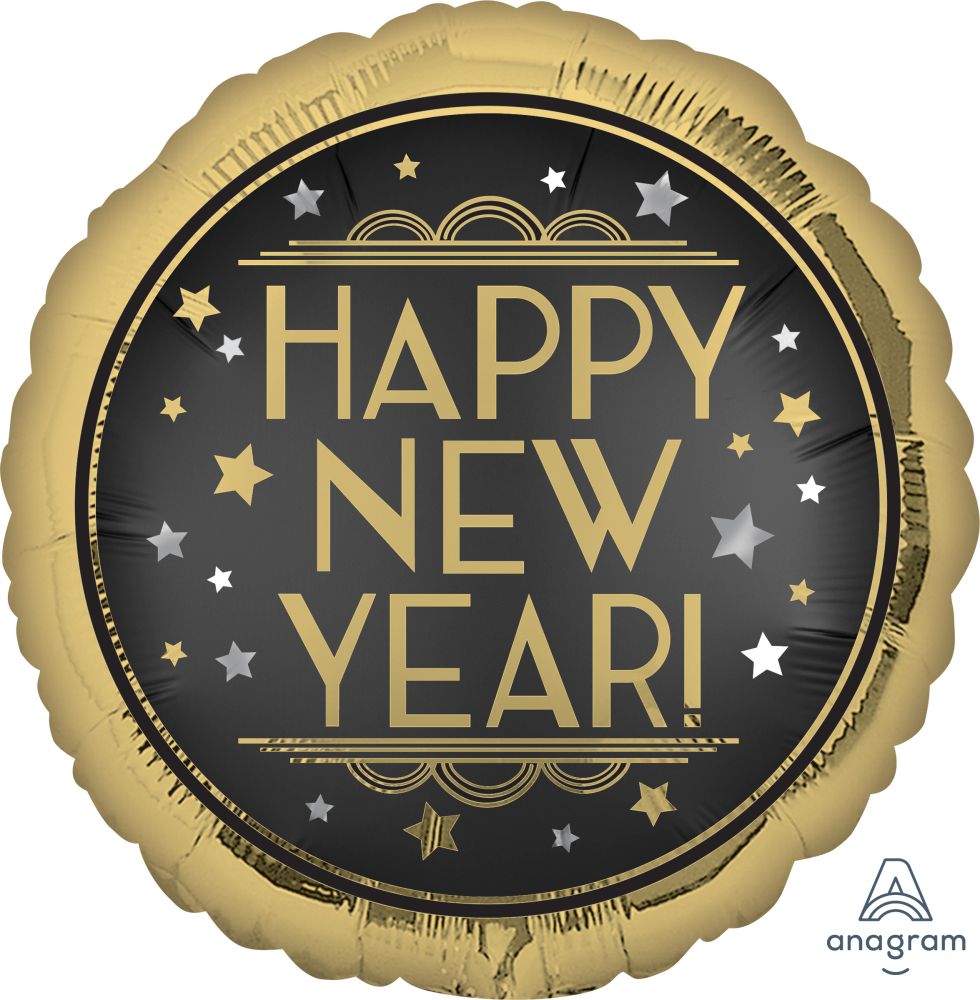 18" Vintage Satin New Year Balloon NO HELIUM