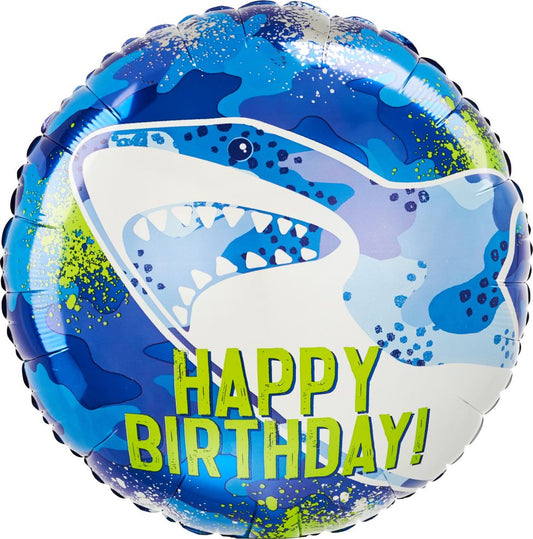 Shark Happy Birthday Balloon 17"