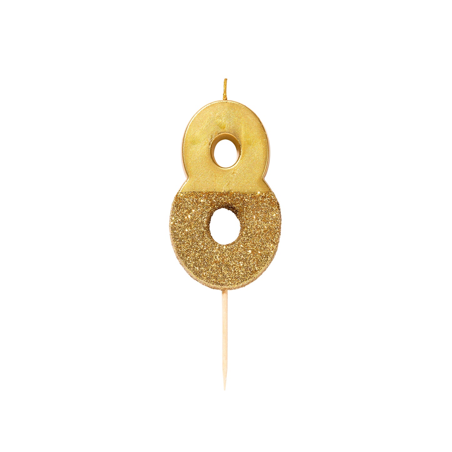 Gold Glitter Birthday Number Candles | 0-9 | Single |
