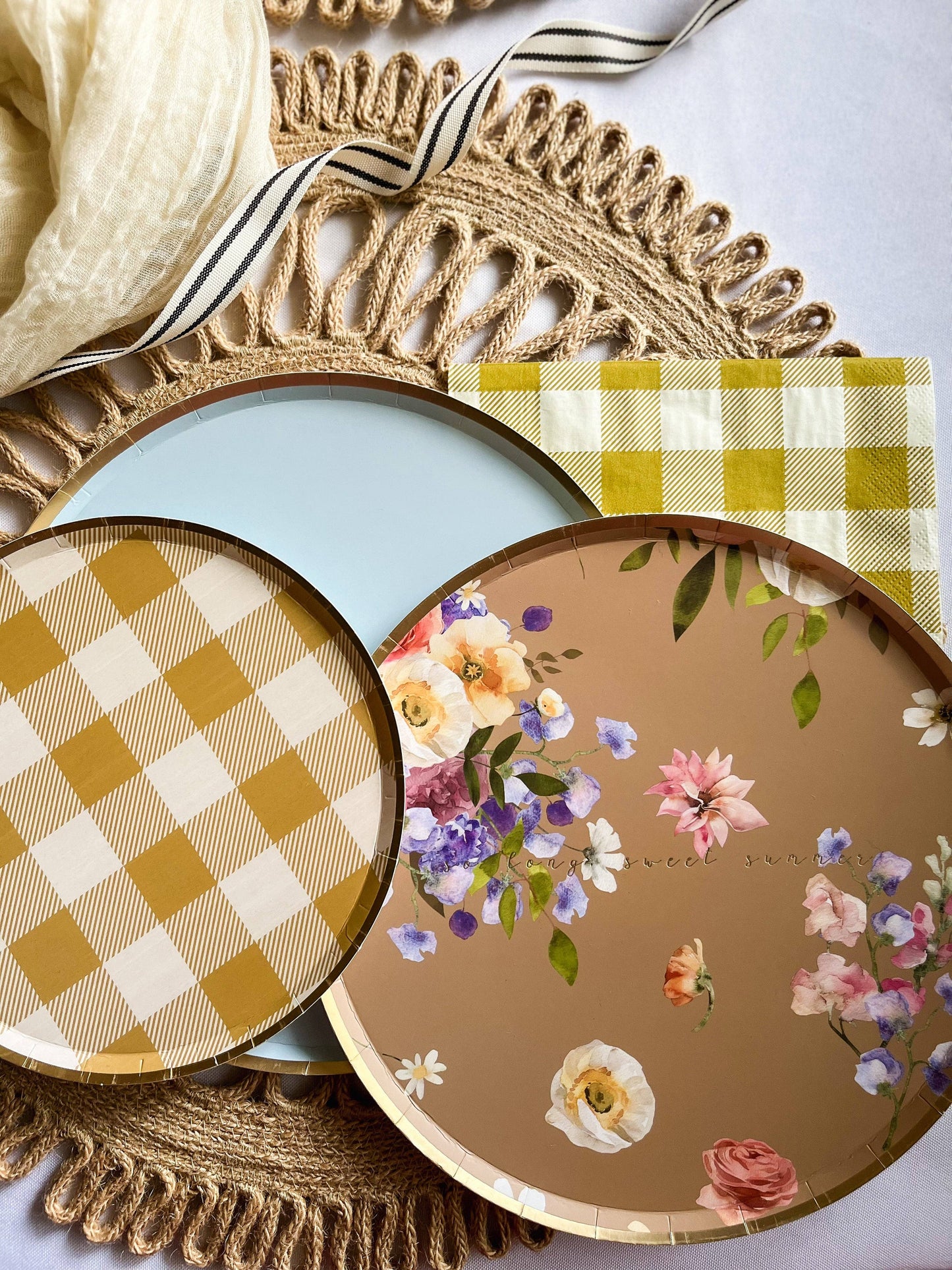 Gold Matte Plaid Dinner Napkin