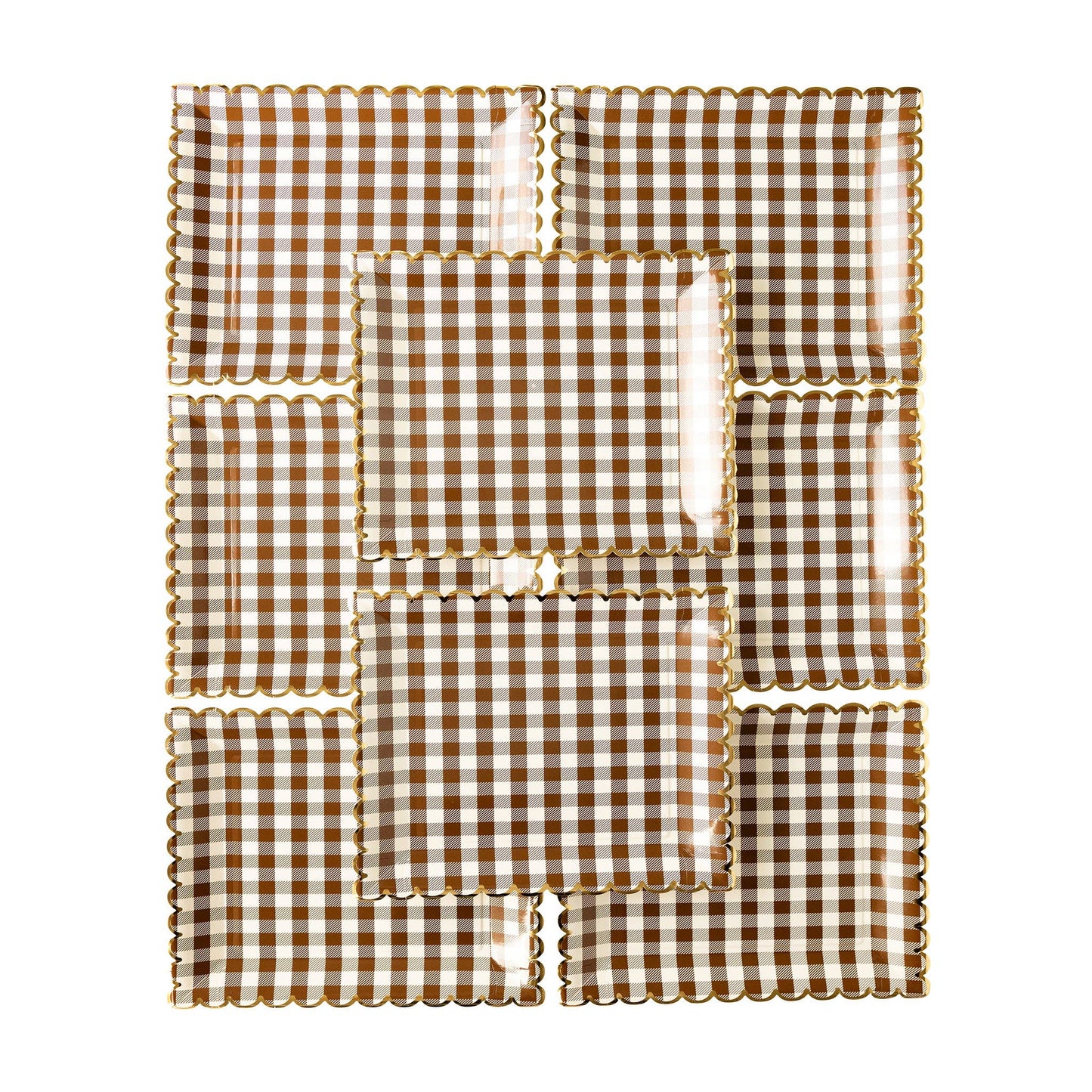 THP1142 - Brown Gingham Scalloped Plate