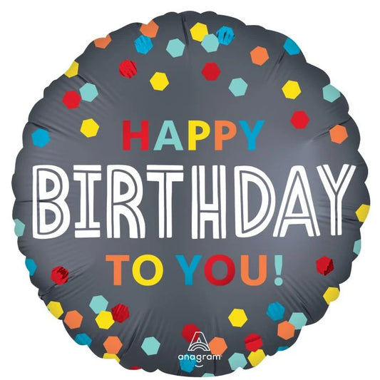 18" Satin Confetti Burst Birthday Balloon