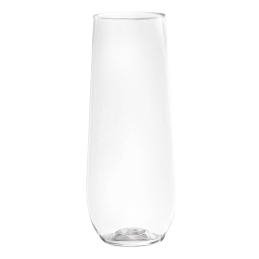 9 oz. Clear Stemless Plastic Champagne Flutes - 64 pcs
