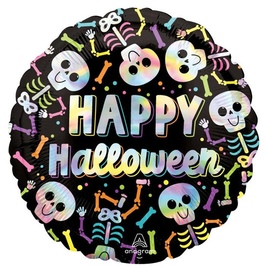 Standard Holographic Iridescent Bare Bones Halloween Balloon
