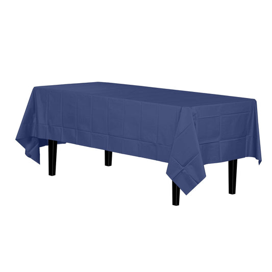 Navy Blue Disposable Plastic Tablecloth - 54 in. x 108 in.