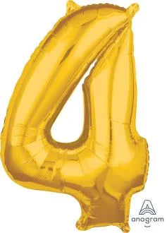 26" Gold Number 4 Balloon NO HELIUM
