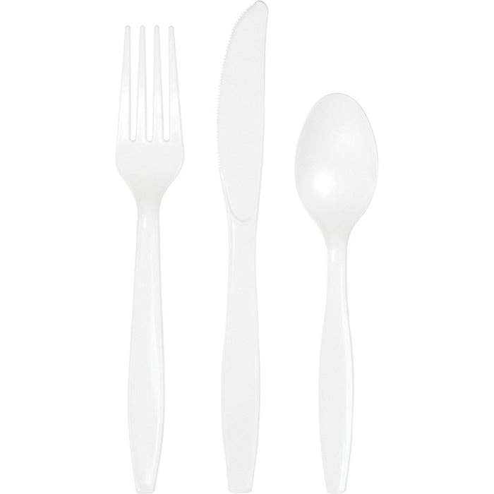 White Value Friendly Assorted Plastic Cutlery, 18/Pkg