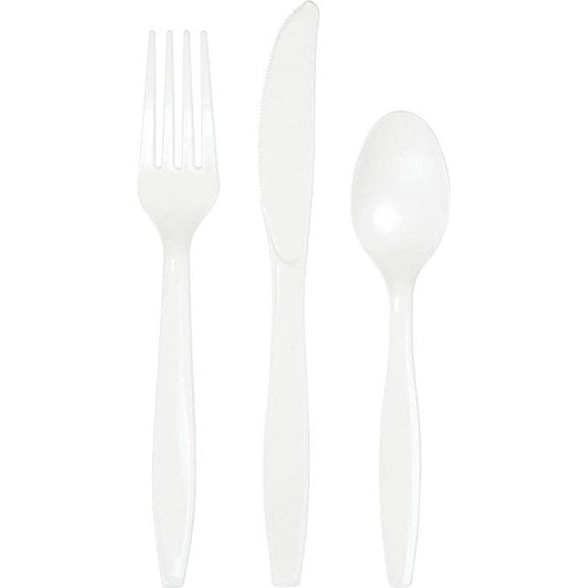 White Value Friendly Assorted Plastic Cutlery, 18/Pkg