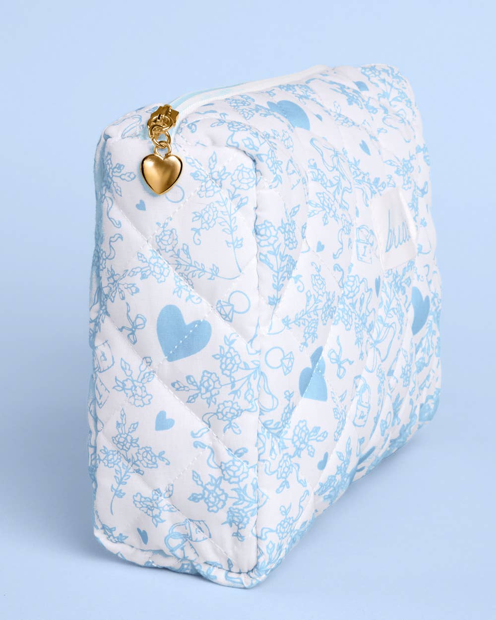 Quilted Cosmetic Bag - Bridal, Bachelorette, Something Blue