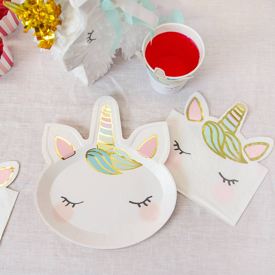 Unicorn Face Plates | 8 Pack | Kids Birthday Party |