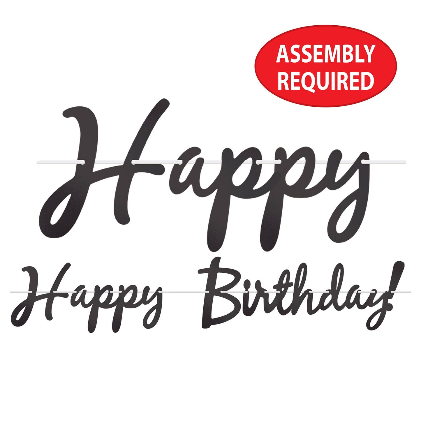 Black Foil Happy Birthday! Streamer, 9" x 5'