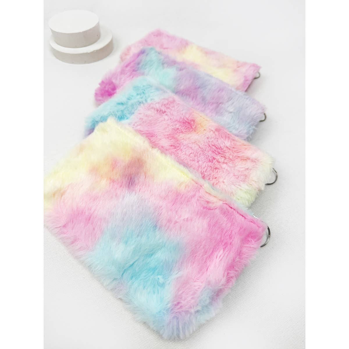 Tie Dyed Faux Fur Coin Purse with Key Ring