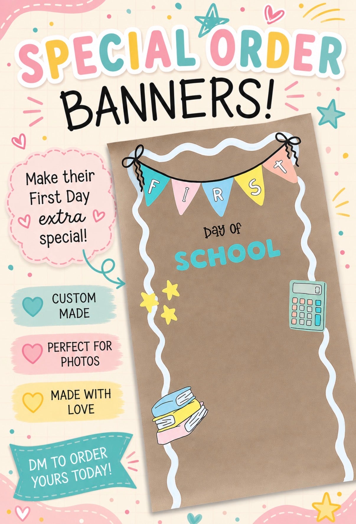 First Day of School Hand Painted Banner