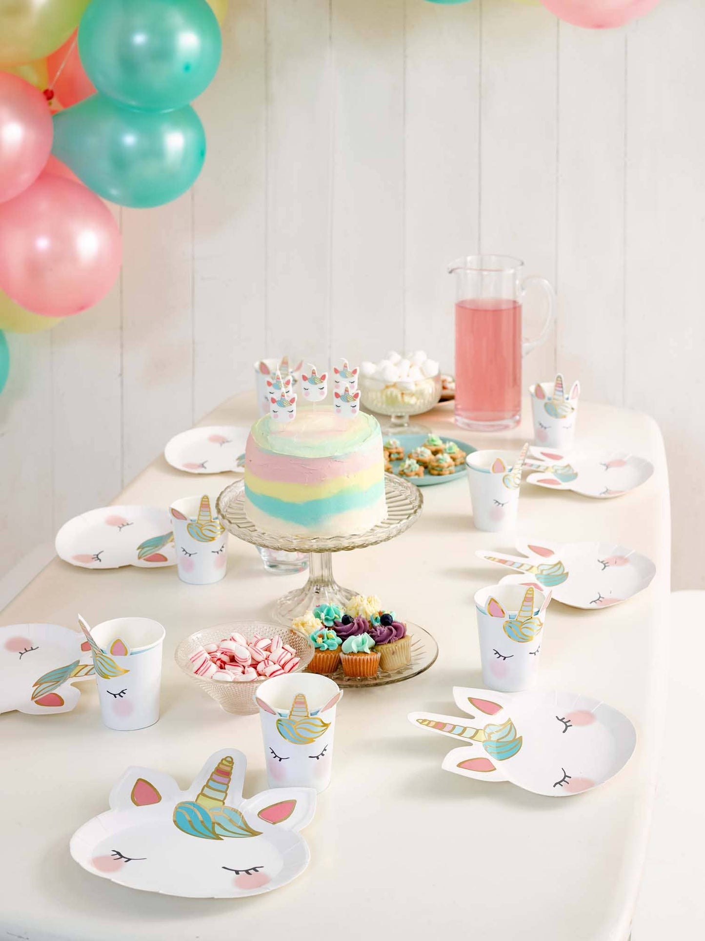 Unicorn Face Plates | 8 Pack | Kids Birthday Party |