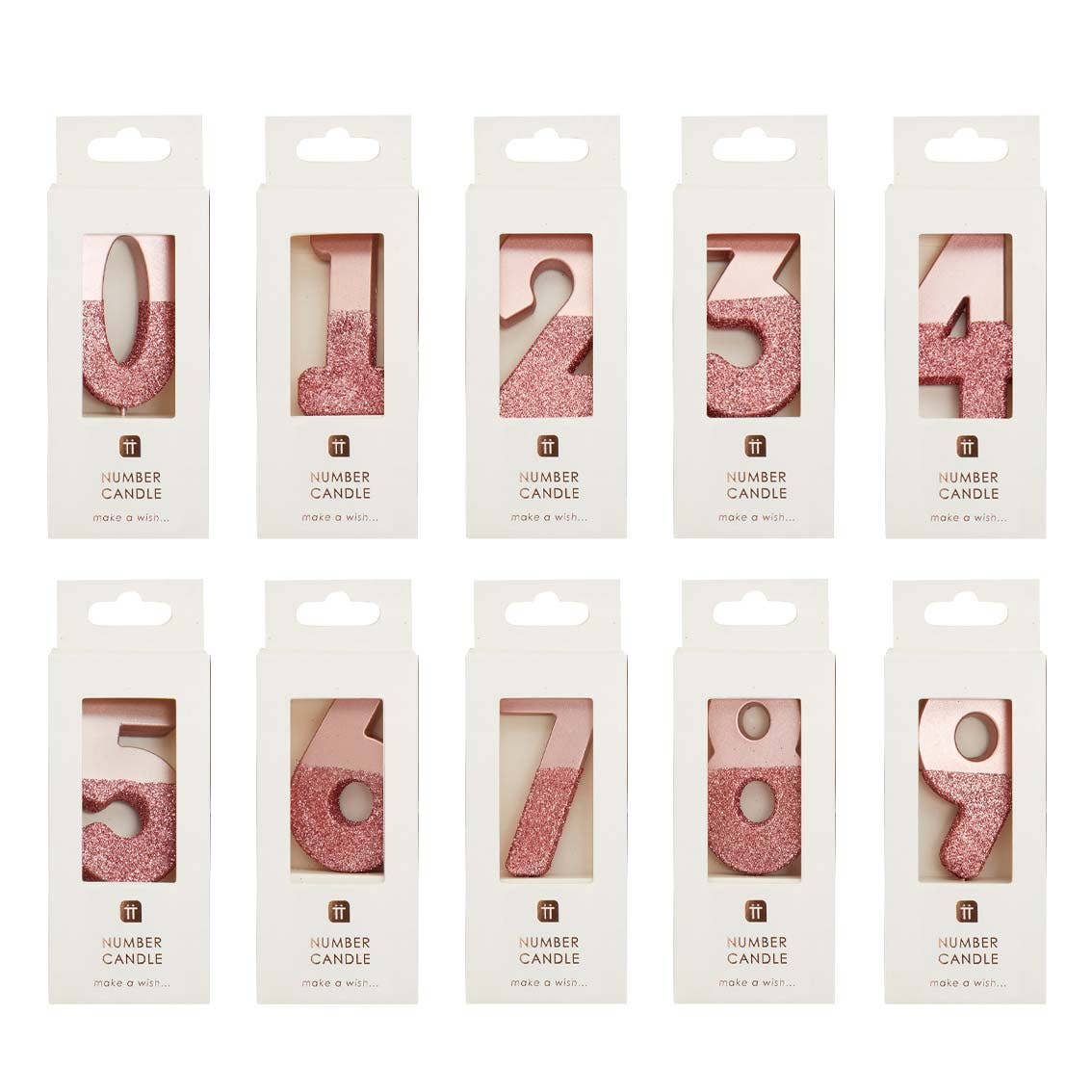 Rose Gold Glitter Number Candle 6