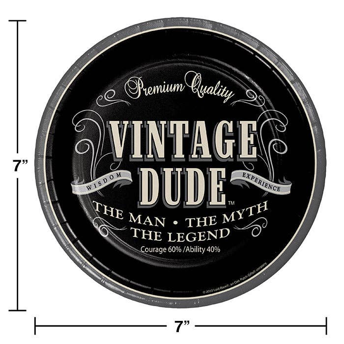 Vintage Dude Paper Dessert Plates, 8/Pkg