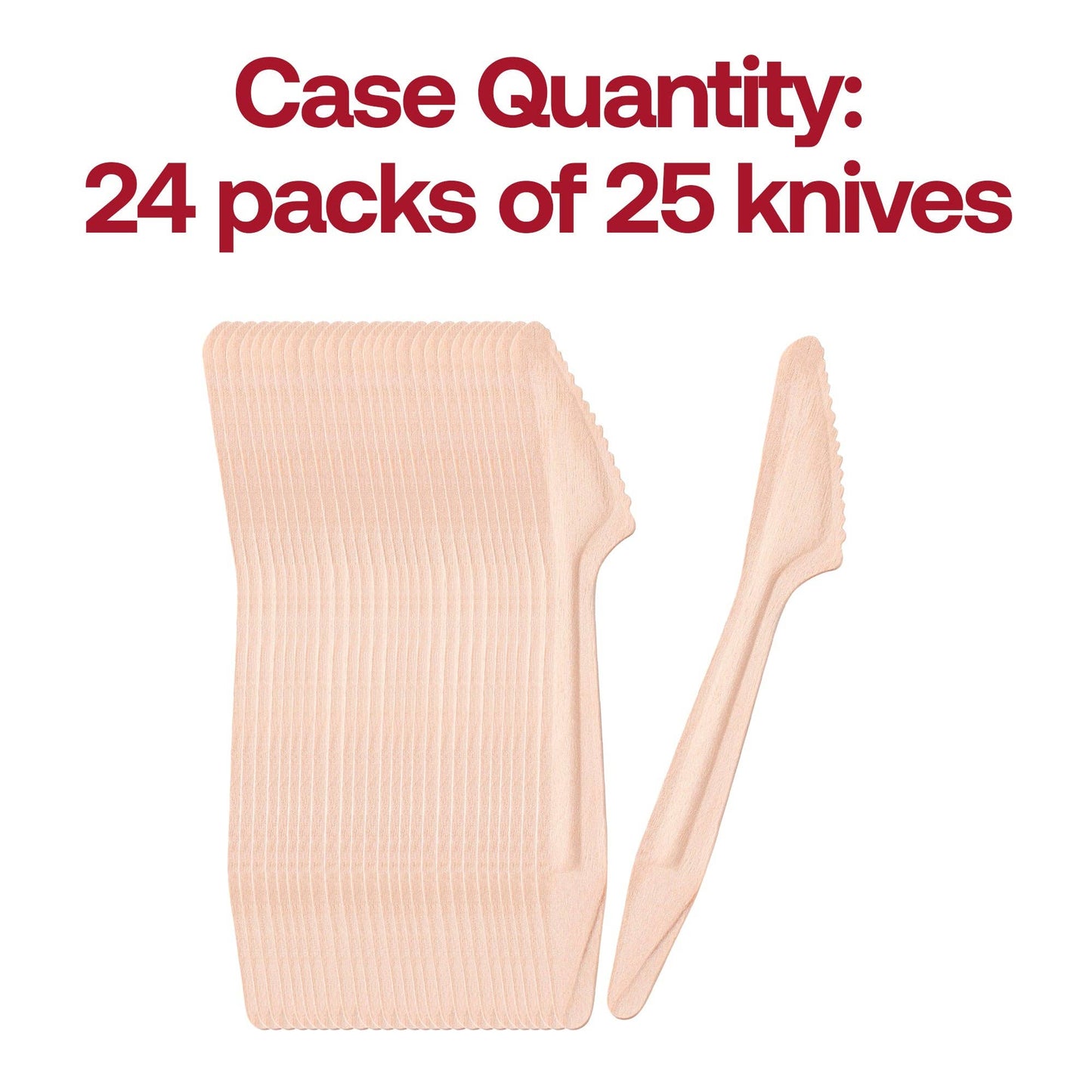Natural Birch Eco-Friendly Disposable Dinner Knives - 25 pcs