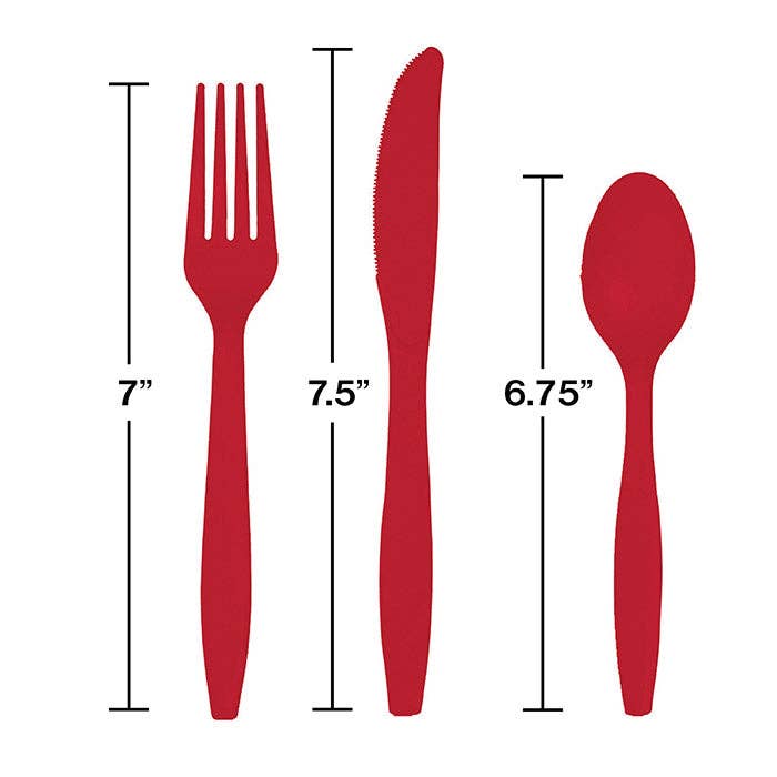 Classic Red Value Friendly Assorted Plastic Cutlery, 18/Pkg