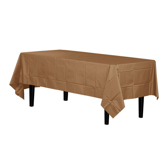 Gold Disposable Plastic Tablecloth - 54 in. x 108 in.