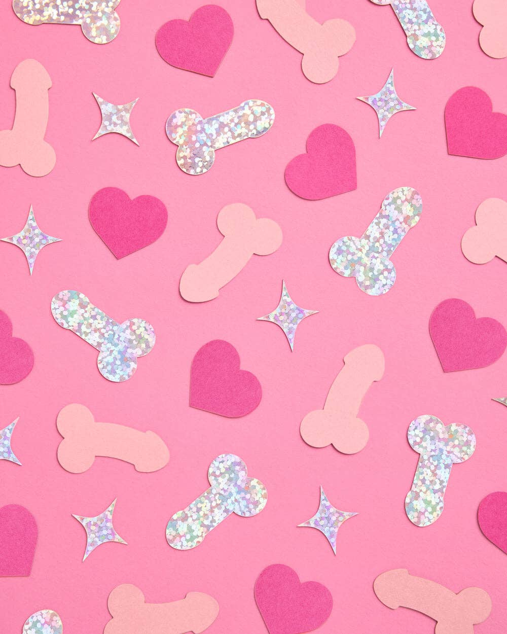 Penis Confetti - 200 pc pink + holographic confetti, Bachelorette Party