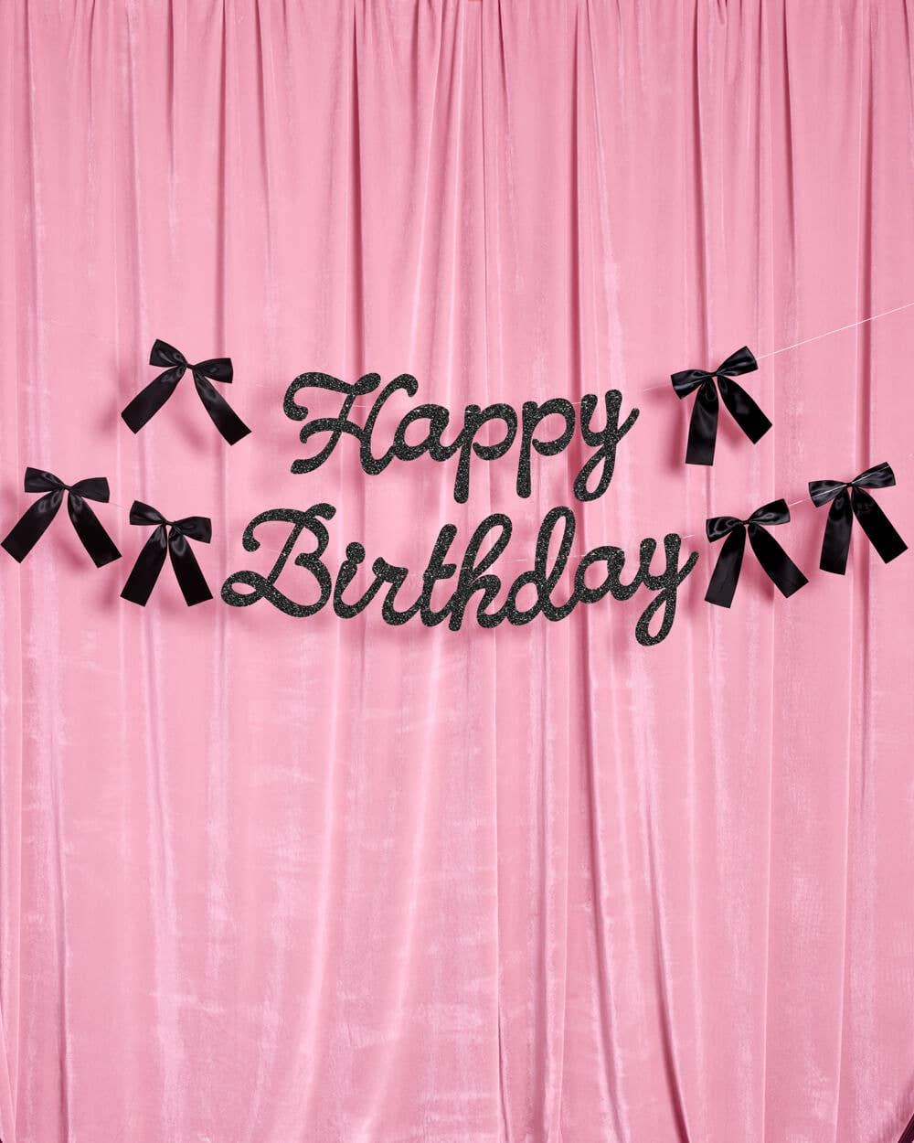 Happy Birthday Black Bow Banner