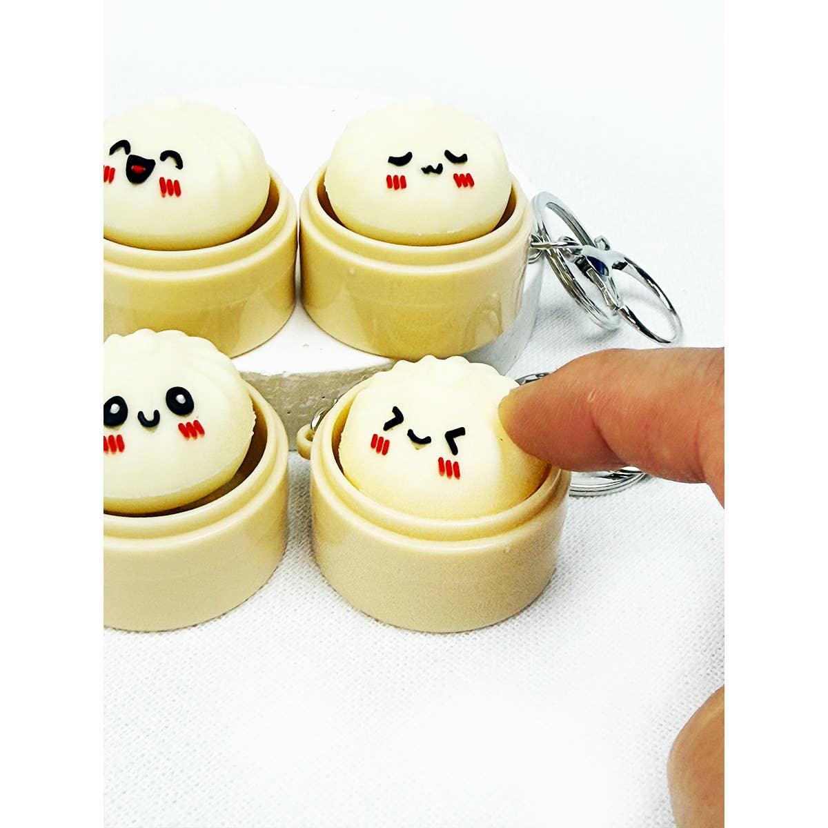 Light Up Cute Dumpling Clicker Keychain