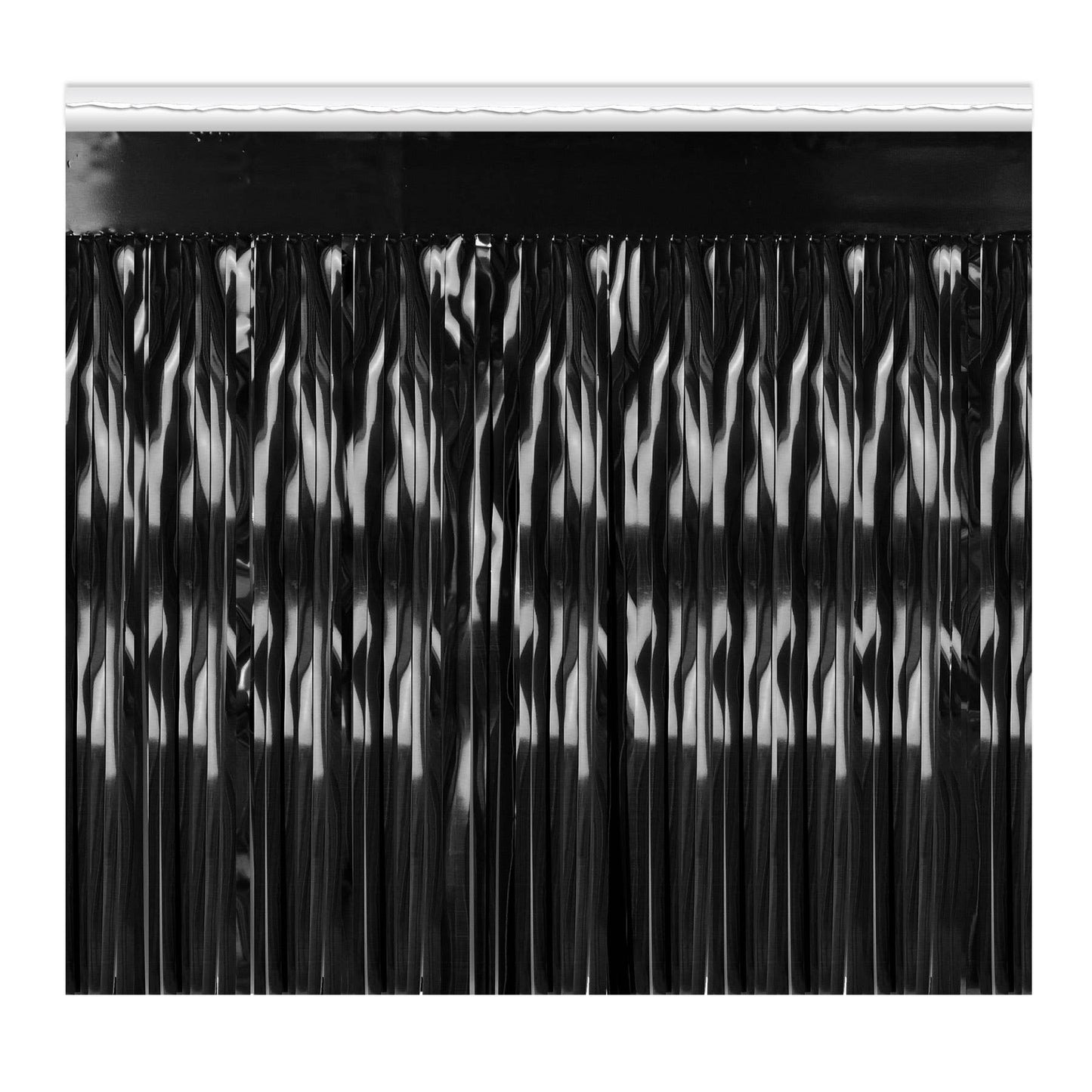 Pkgd 1-Ply Metallic Fringe Drape - BK