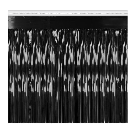 Pkgd 1-Ply Metallic Fringe Drape - BK