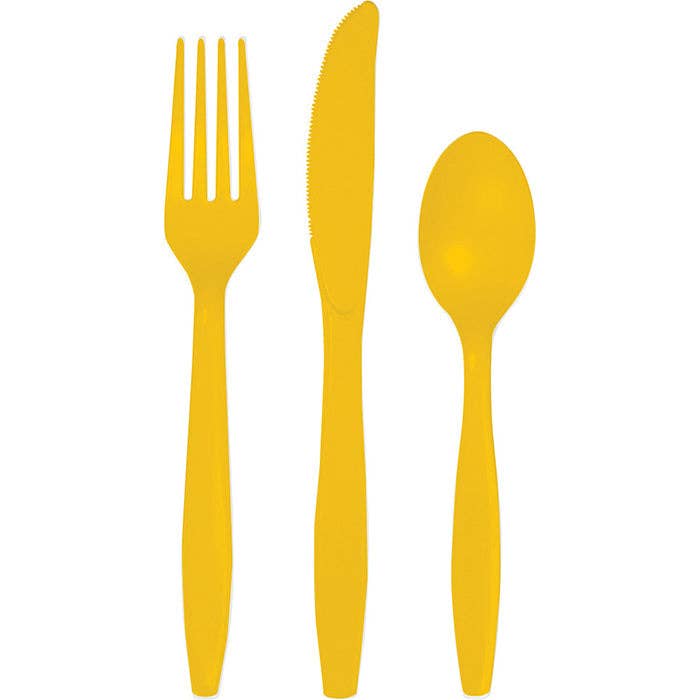 School Bus Yellow Value Asstd Plastic Cutlery, 18/Pkg