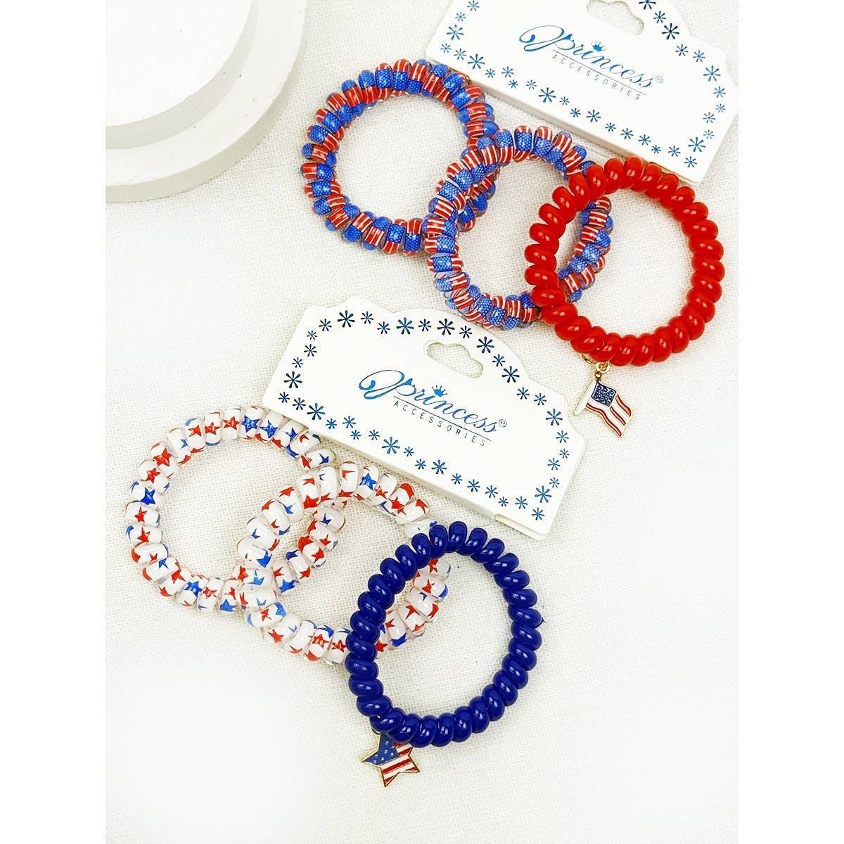 USA Charm Phone Cord Hair Tie Set