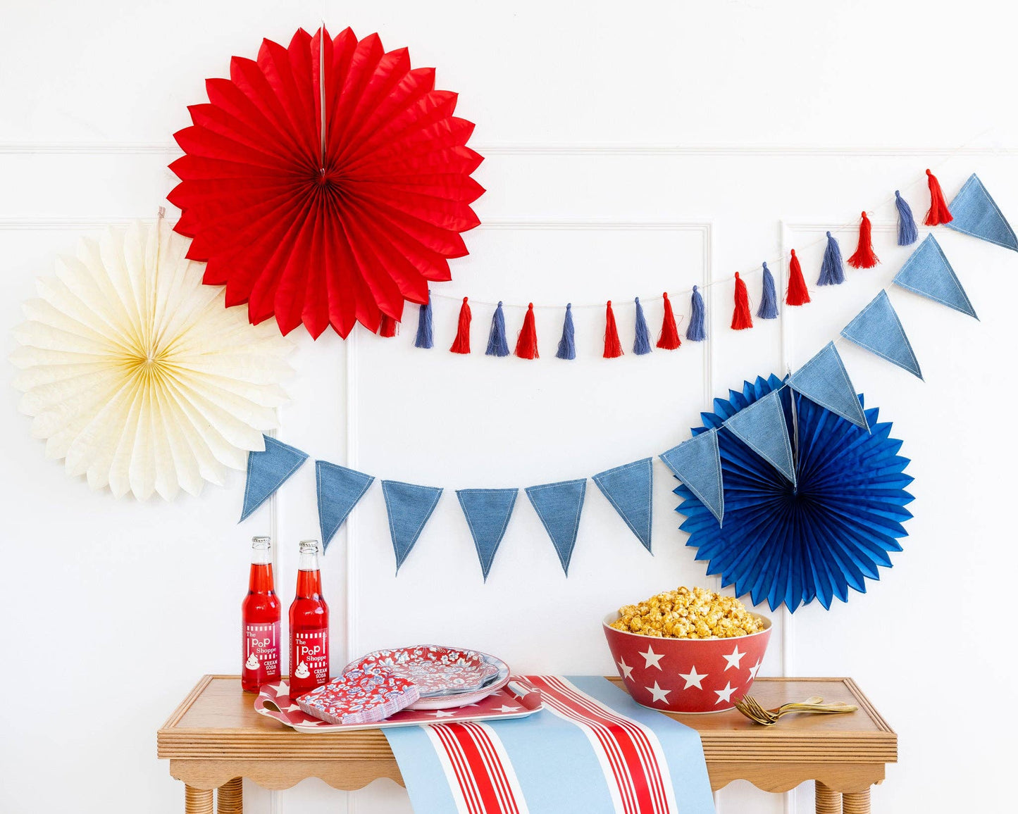 SSP1002 - Red White and Blue Tissue Party Fans