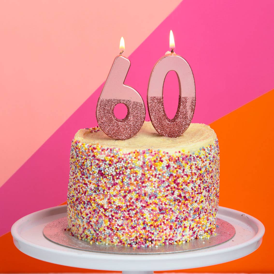 Rose Gold Glitter Number Candle 6