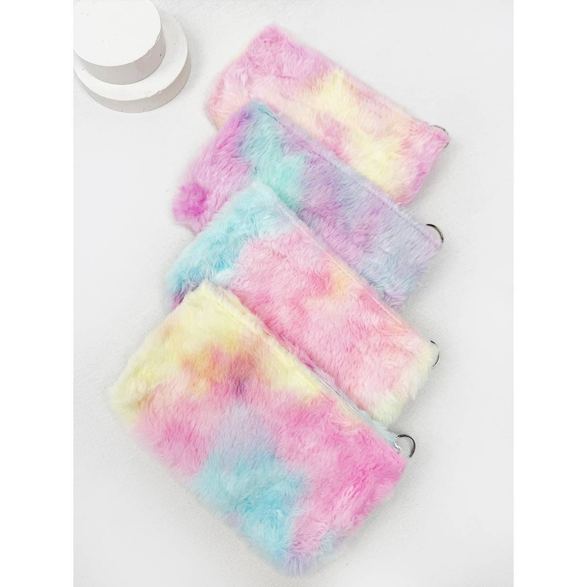 Tie Dyed Faux Fur Coin Purse with Key Ring