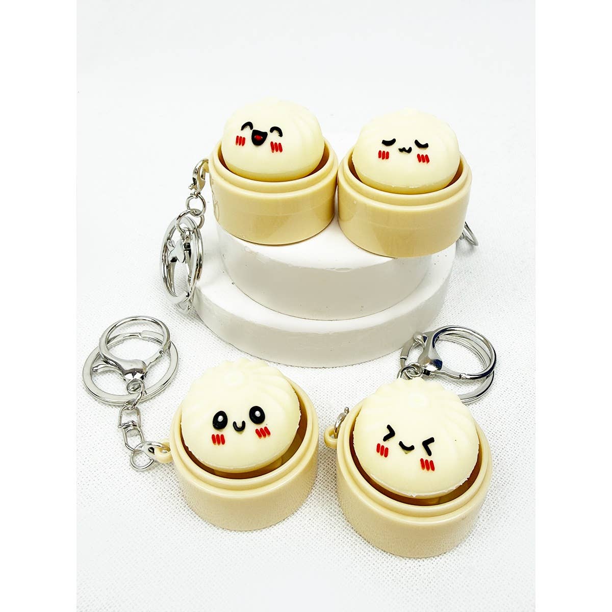 Light Up Cute Dumpling Clicker Keychain