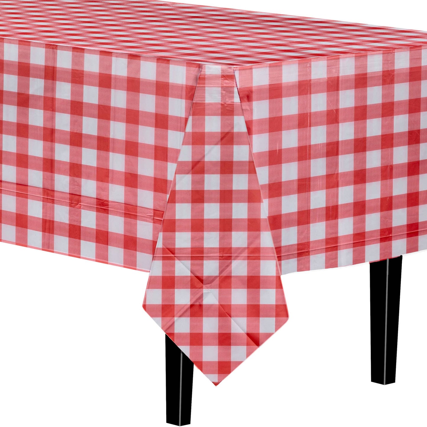 Red gingham 54 in. x 108 in. Rectangle Plastic table cover