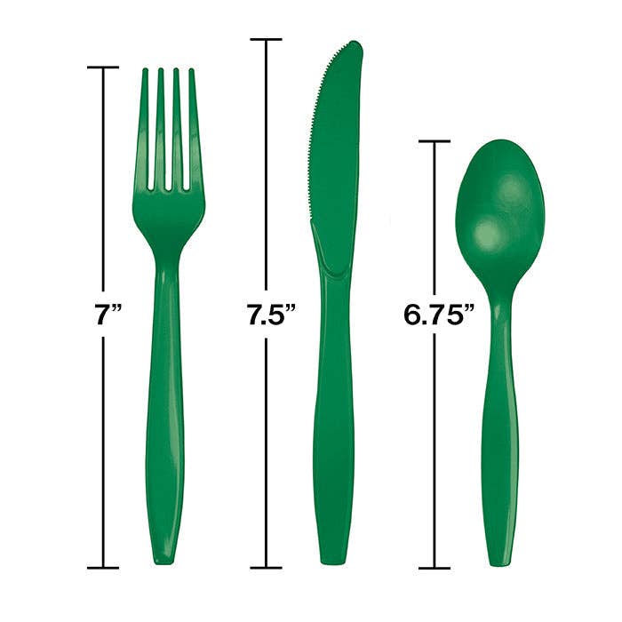 Emerald Green Value Friendly Asstd Plastic Cutlery, 18/Pkg