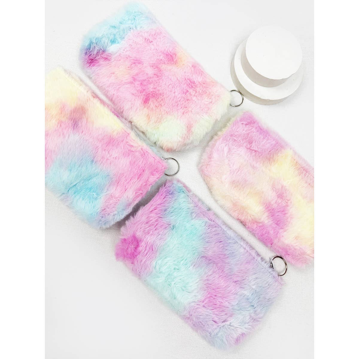 Tie Dyed Faux Fur Coin Purse with Key Ring