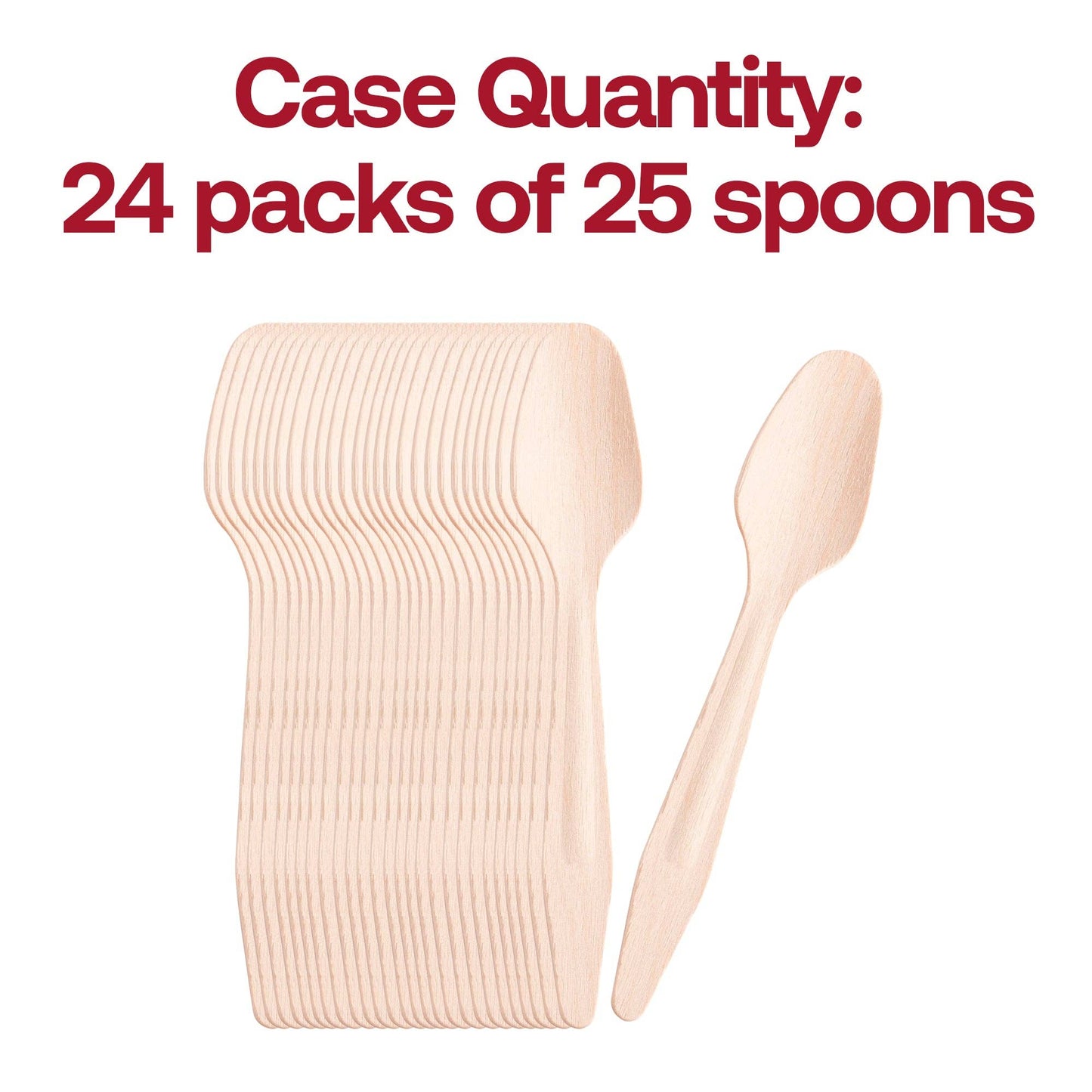 Natural Birch Eco Friendly Disposable Dinner Spoons - 25 pcs