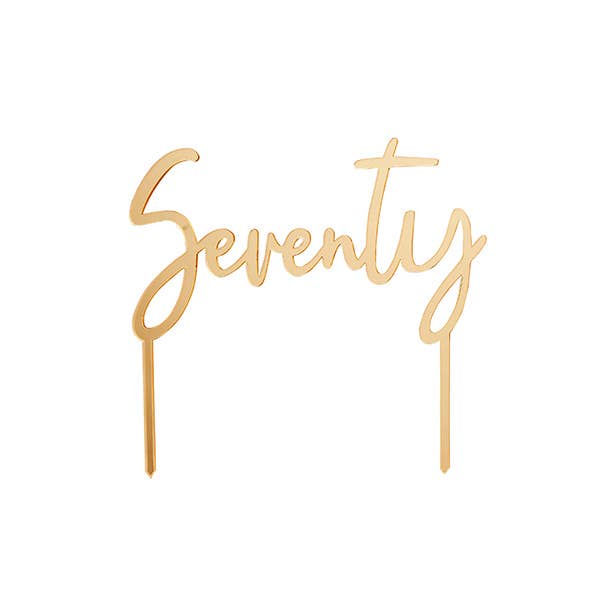 Gold 'Seventy' Acrylic Cake Topper