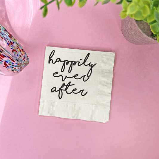 Happily ever after Cocktail Napkins, Wedding engagement gift