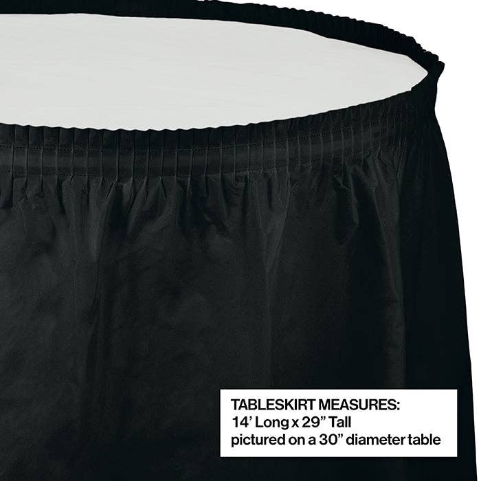 Black Velvet Plastic Tableskirt 29 inch x 14 ft, 1/Pkg