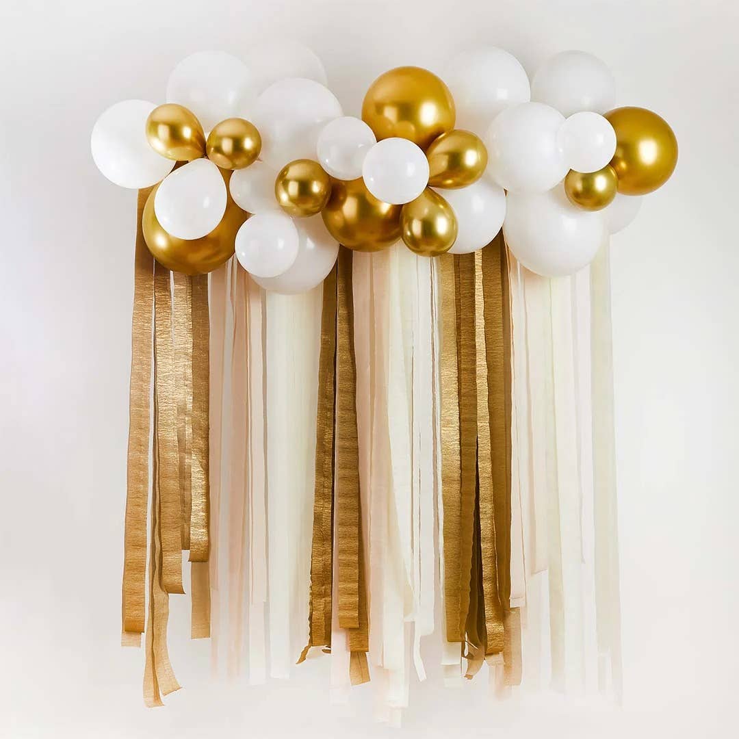 Gold Metallic Balloon & Streamer Backdrop Set