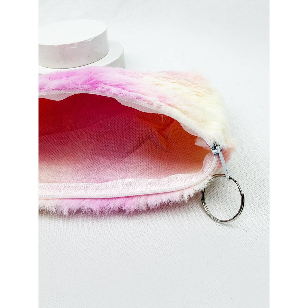 Tie Dyed Faux Fur Coin Purse with Key Ring