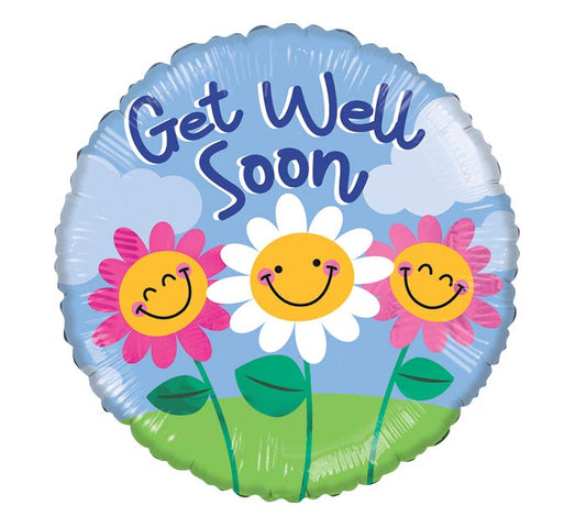 18" PKG GWS GET WELL SOON DAISIES ROUND