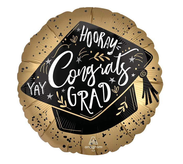 Hooray Grad Gold Mylar 18"