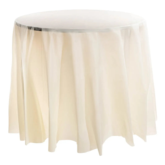 84" Ivory Round Plastic Table Cover