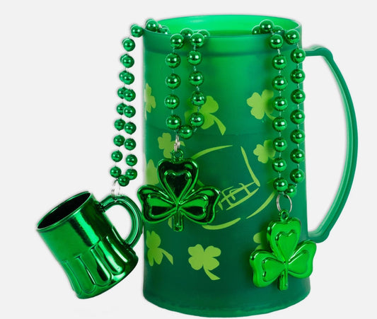 St Patrick's Shot Glass/Shamrock Necklace