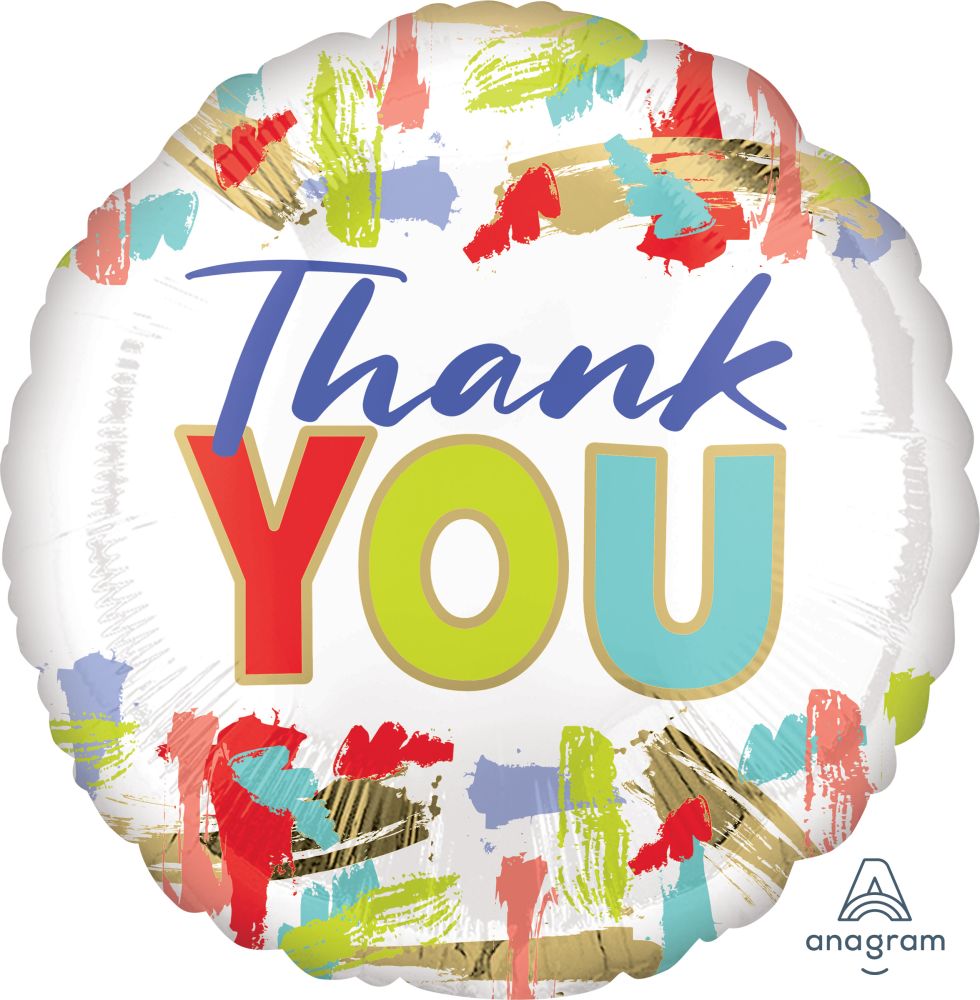 18" Thank You Painted Balloon NO HELIUM